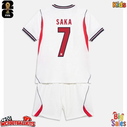 England Bukayo Saka #7 Replica Home Stadium Kit for Kids World Cup 2026 Short Sleeve (+ pants)